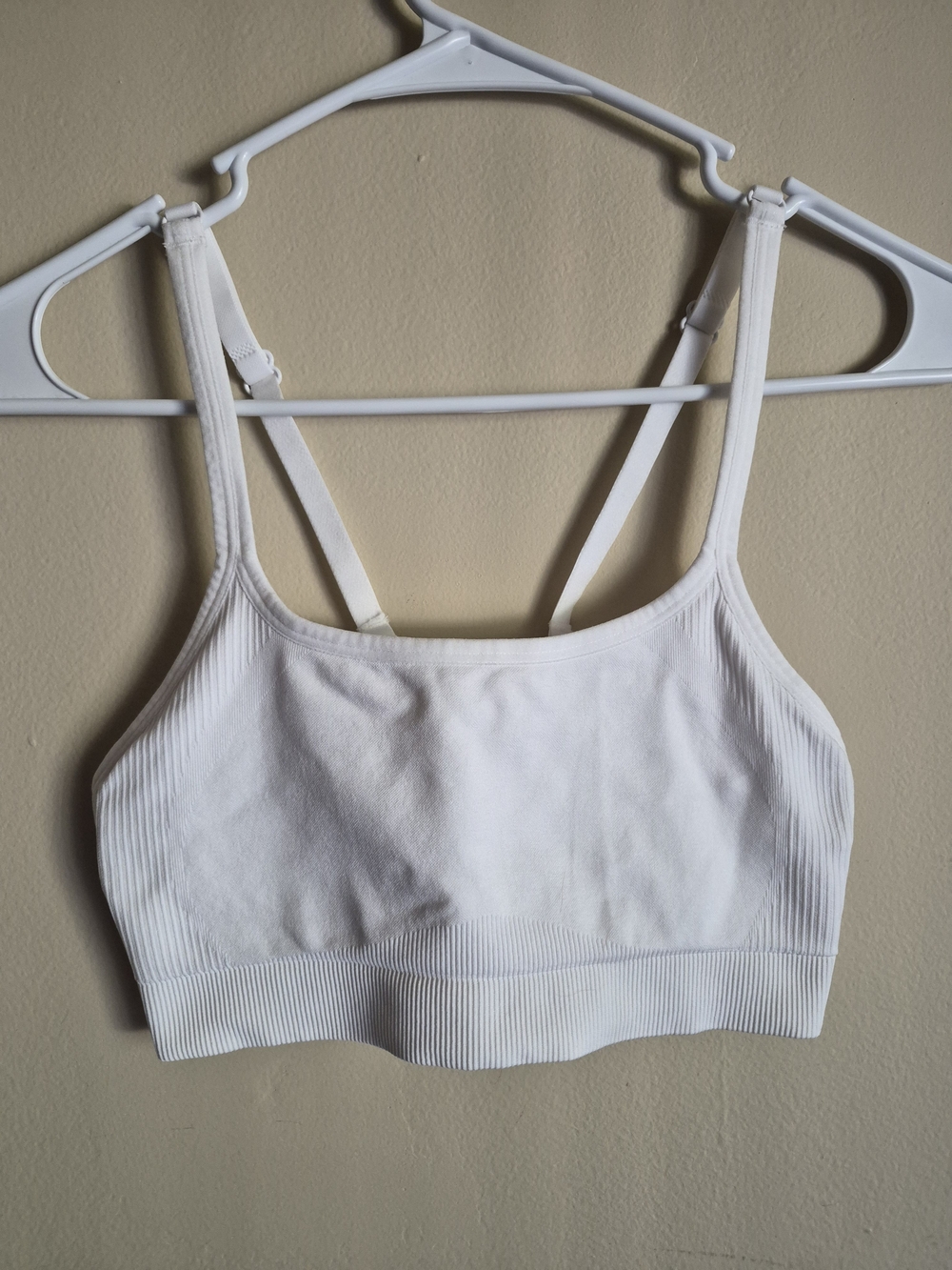 all in motion White Seamless Ribbed Sports Bralette with Adjustable Straps